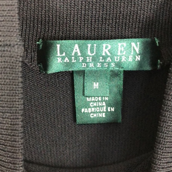 Ralph Lauren black long sleeve sheer shoulder turtleneck dress Size Medium - Picture 6 of 6